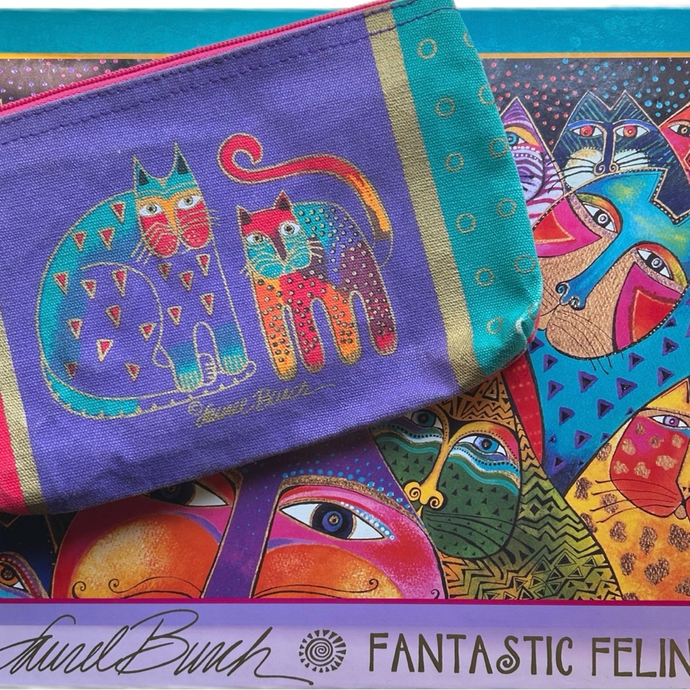 Laurel Burch Fantastic Felines Book w/ Feline Friends Zipper Pouch Cosmetic Bag - Picture 3 of 14